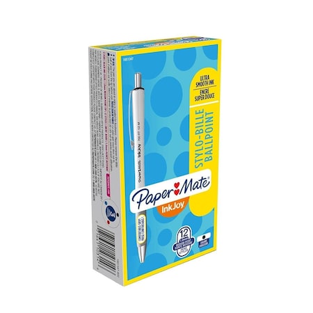 Paper Mate 1 mm Inkjoy 700 RT Retractable Ballpoint Pen, Black Ink - White Barrel PA471526