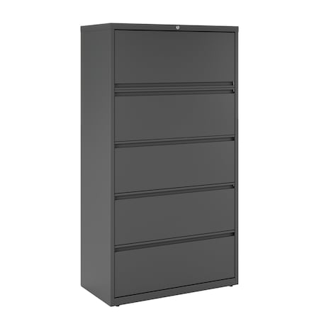 Hirsh 36" W 5 Drawer Lateral File Cabinet, Charcoal, A4/Legal/Letter 17641