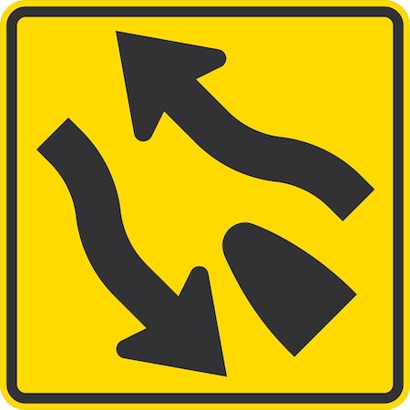 Lyle W6-2, Divided Highway Symbol, Reduced Size, 24x24, Engineer Grade, Yellow G-12779-EG_24x24