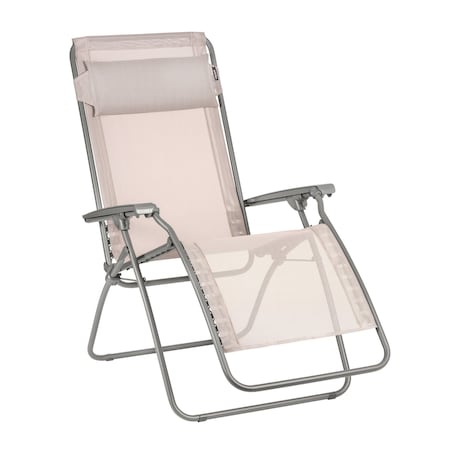 Homeroots 27" Ivory Steel Outdoor Zero Gravity Chair with Ivory Cushion 373475