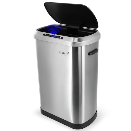 Elama 13 Gallon Automatic Sensor Hands Free Trash Can in Silver ELM-U8-50L