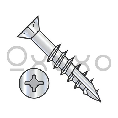 Oxoxo 9-10X3 Square Phil #8Flat w/Nibs Deep Thread Wood Screw 2/3 Thread Type 17 Zinc Bake, 2000PK 568935