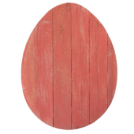 Homeroots 24" X 18" Red Reclaimed Wood Egg Shaped Wall Decor 384897