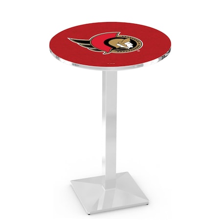 Holland Bar Stool Co 42" Chrome Ottawa Senators Pub Table, 36" dia. Top L217C4236OttSen