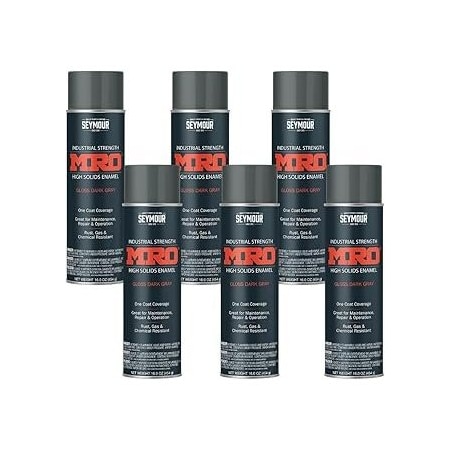 Seymour Midwest MRO Industrial High-Solids Spray Paint, ANSI 49 Dark Gray, 16 oz, 6PK 6201417
