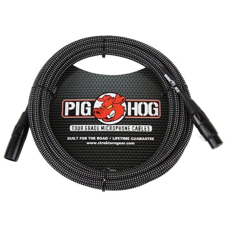 Pig Hog Black & White Woven Mic Cable, 20-Feet XLR PHM20BKW
