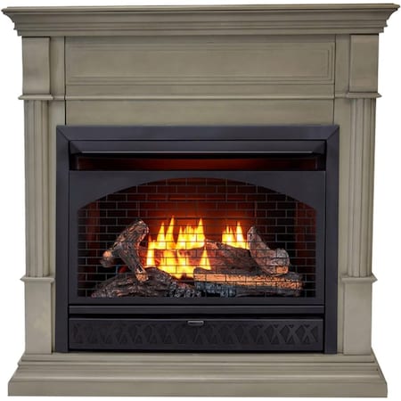 Procom Heating Dual Fuel Vent Free Gas Fireplace System, 26,000 BTU, T-Stat Control, Slate Gray Finish FBNSD28T-2GR