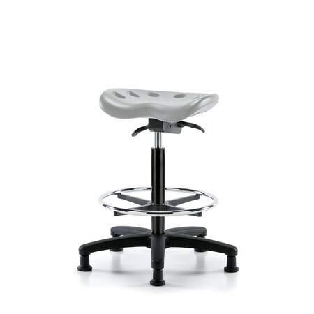 Blue Ridge Ergonomics Polyurethane Tractor Sit-Stand with Chrome Foot Ring in Gray Polyurethane PTHBST-RG-CF-RG-GRY