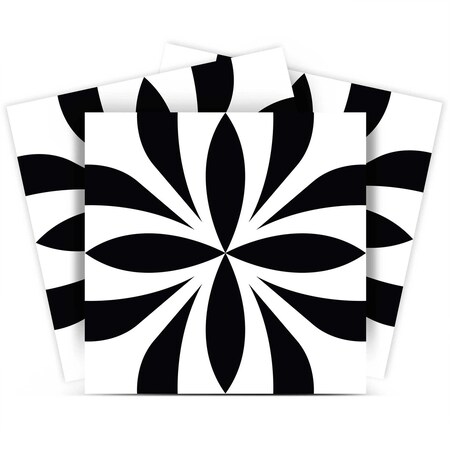 Homeroots 8" X 8" Black and White Colla Peel and Stick Removable Tiles 399929