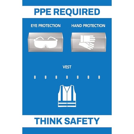 Visual Workplace PPE Shadow Board, Blue, 24 in H 30-1910-3624-P70801