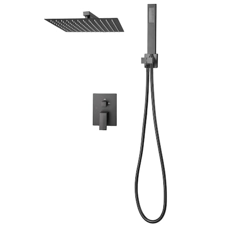Vevor Shower Faucet Set 12" Square Rain Shower Head and Hand Set Matte Black BF12-321N