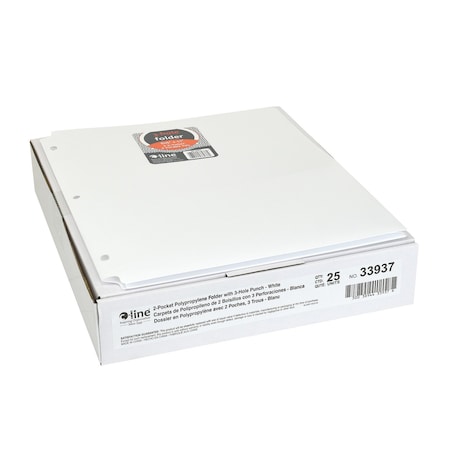 C-Line Products Two-Pocket Heavyweight Poly Portfolio Folder with Three-Hole Punch, White, 25PK 33937
