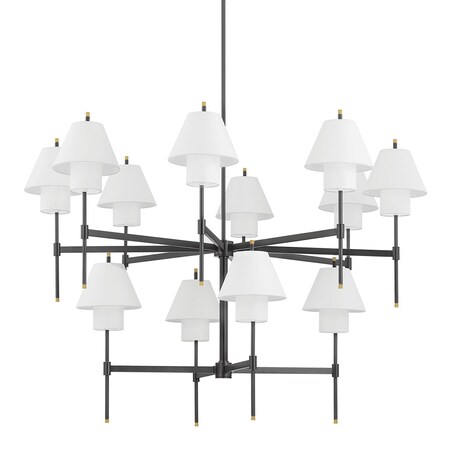 Hudson Valley Lighting Pembrooke & Ives X Glenmoore 12 Light Chandelier 48.5 In. Aged Brass/Bronze PI1899812-AGB/DB
