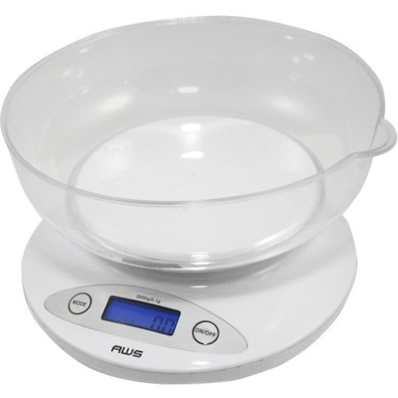American Weigh Scales 2000 gal Capacity Digital Kitchen Scale - White 2KBOWL-WT