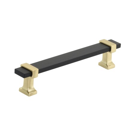 Amerock Overton 5-1/16 in 128 mm Center-to-Center Brushed Matte Black/Brushed Gold Cabinet Pull BP36682BMBBGL