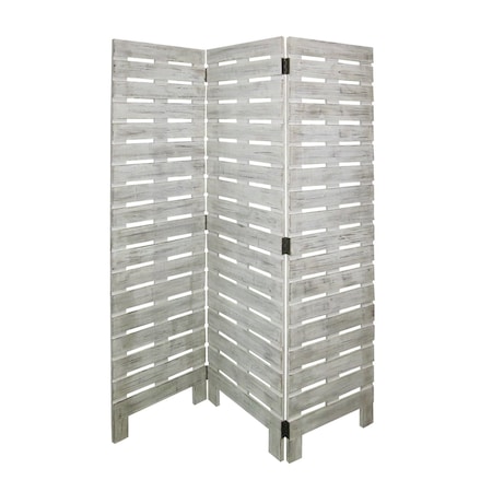 Homeroots 72" White Wood Folding Three Panel Screen Room Divider 274697