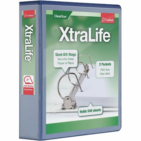 Cardinal Xtralife ClearVue Locking SlantD Binders, Blue CRD26322