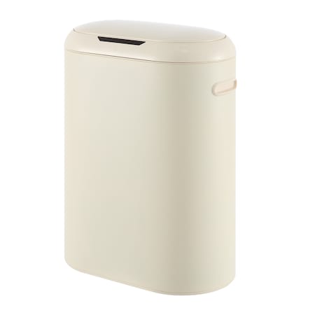 Happimess Robo Kitchen 13.2-Gallon Slim Oval Motion Sensor Touchless Trash Can w/ Touch Mode, Limestone Beige HPM1016D