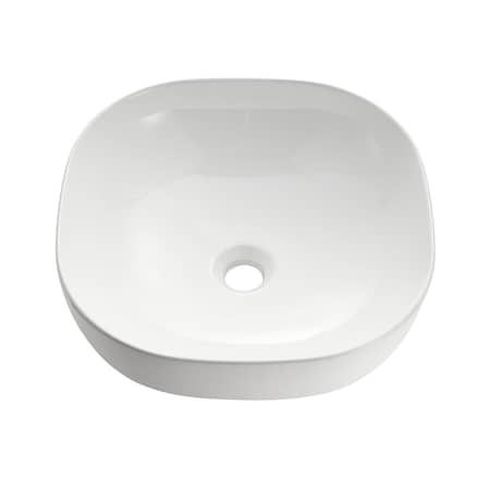 Anzzi Siena Series 17 in. Ceramic Rounded Vessel Square Bathroom Sink Basin in White LS-AZ925
