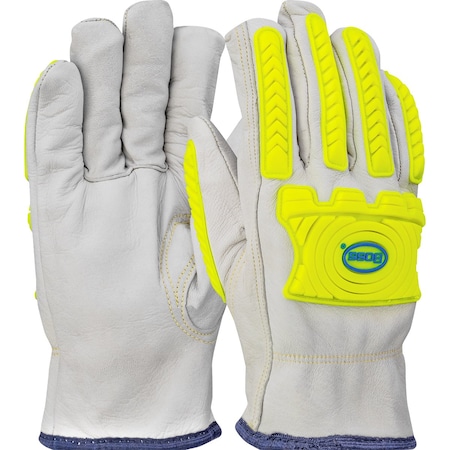 Boss Top Grain Goatskin Leather Drivers Glove w/UHMWPE Blend Lining and Hi-Vis Impact Protection 09-LC571MP/3XL