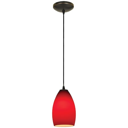 Access Lighting Champagne, Pendant, Oil Rubbed Bronze Finish, Red Glass 28012-1C-ORB/RED