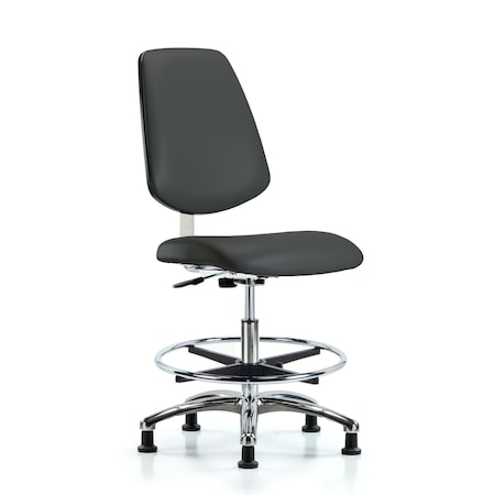 Blue Ridge Ergonomics Clean Room Chair 22" to 29" Height, Vinyl, Charcoal BR-CLR-VMBCH-MB-CR-CF-RG-8605