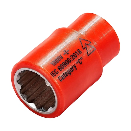 Itl Insulated 1,000v, 3/8in Drive Socket 17m 01730