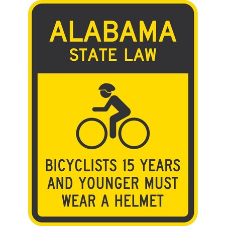 Lyle Bicyclists 15 Years And Younger Must Wear A Helmet (Cyc, 18x24, High Intensity Prismatic, Yellow G-10774-HI_18x24