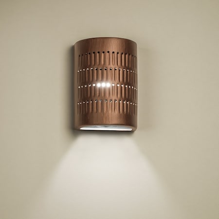 Luxury Lighting Zenia 8.5 in Tall Ceramic Outdoor Wall Light, Punched Groove Pattern, Rubbed Copper Paint Finish 100-01-ACop-u/d-7