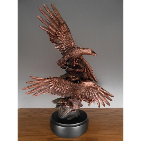 Marian Imports F0 Two Soaring Eagles Bronze Plated Resin Sculpture 1004
