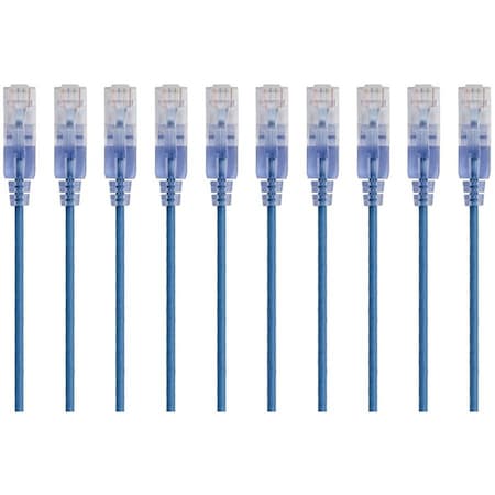 Monoprice SLIM CAT6A CABLE - 10PK 1FT BLUE 15150