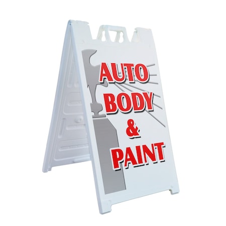 Signmission Auto Body & Paint, A-Frame & 2 Decals Installed, Heavy-Duty Plastic Frame SBHD-D-2436-Auto Body & Paint