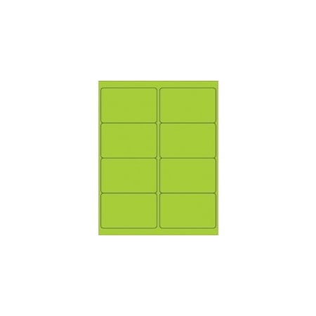 Bubblefast 4 x 2 1/2'' Fluorescent Green Rectangle Laser Labels-8 Labels per Sheet BFLL179GN