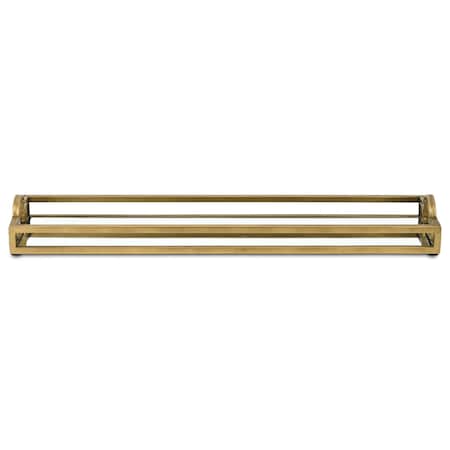 Homeroots 24in Gold Mirrored Glass Handmade Vanity Tray With Handles 713542