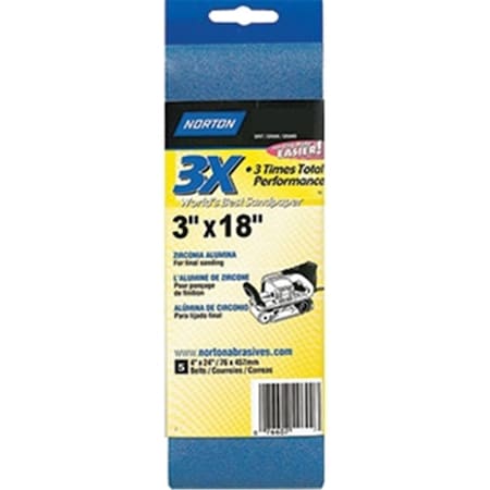 Norton Co 49256 3 x 18 in. 3x P120 Portable Sanding Belt, 5PK 211128