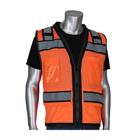 Pip ANSI Type R Class 2 Black Two-Tone Eleven Pocket Tech-Ready Mesh Surveyors Vest w/"D" Ring Access 302-0800D-OR/2X
