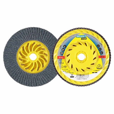 Klingspor SMT Titan 624 4-1/2" 60 Grit Flap Disc, 10PK 624060115FT