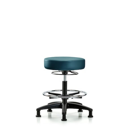 Blue Ridge Ergonomics Vinyl Stool, Med Bench, Foot Ring, Glides, Royal BR-VMBSO-RG-CF-RG-8801