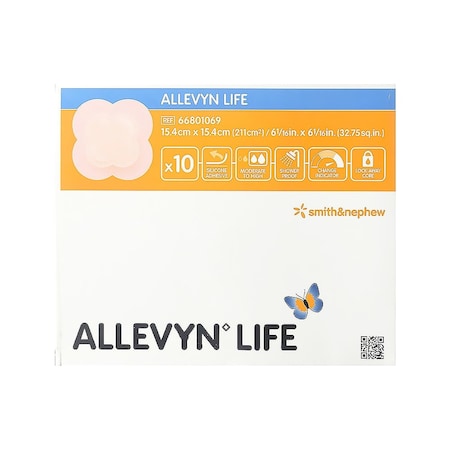 Allevyn Life Foam Dressing 6-3/4 X 6-7/8 Inch With Border Film Backing Silicone Gel Adhesive, 60PK 66801306