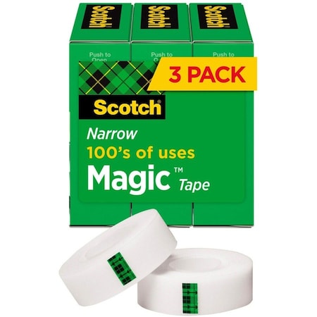 Scotch 1/2"W Magic Tape, 36 yd L, Clear, 3 PK MMM810H3