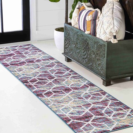 Jonathan Y Tumbling Blocks Modern Geometric Multi/White 2 ft. x 8 ft. Runner Rug SEU101J-28