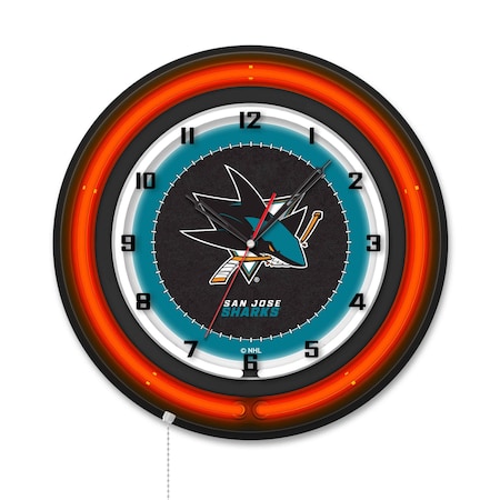 Holland Bar Stool San Jose Sharks 19 Double Neon Wall Clock Clk19BK