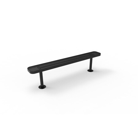Mytcoat 6ft Outdoor Bench without Back, Surface Mount, Black, Punched Steel, Textured Coating 804334