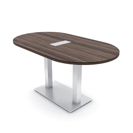 Skutchi Designs Racetrack Conference Table With Power Unit, 36 in W, 72 in L, Brown HAR-RAC-36X72-DOU-H3041-ESIL