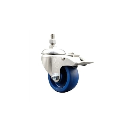 Service Caster 3 Inch 316SS Solid Polyurethane Swivel 1/2 Inch Stem Caster Total Lock Brake SCC SCC-SS316TSTTL20S314-SPUS-121315