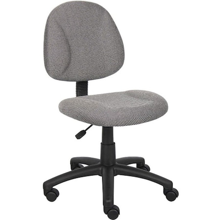 Boss B315 Posture Deluxe Office Task Chair, Gray Back, 25 in W 25" L 40" H, Armless, Tweed Seat B315-GY