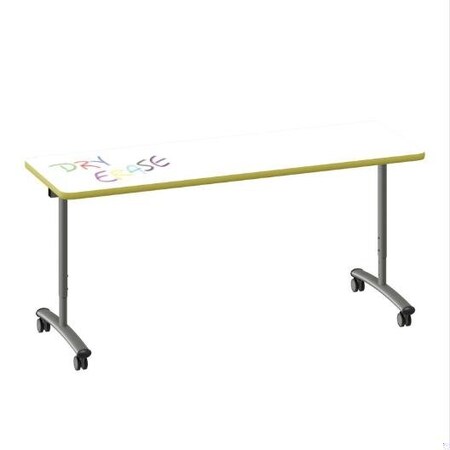 Correll Rectangle Premium Sit To Stand Dry Erase Flip Top Table, 72 in W, 28 in to 38 in H FTS3072DE-80-14-38