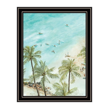Homeroots SURFING FROM AFAR Black Framed Print Wall Art 529751