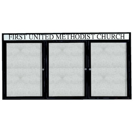Aarco Illuminated Outdoor Enclosed Bulletin Board w/ Al Frame Header, Bronze Anodized, 36''Hx72''W ODCC3672-3RHIBA