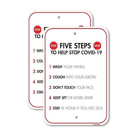 Signmission Five Steps To Help Stop, 18'' X 24'' 2 Signs, Heavy Gauge Aluminum, 2PK A-1824-2PACK-25591